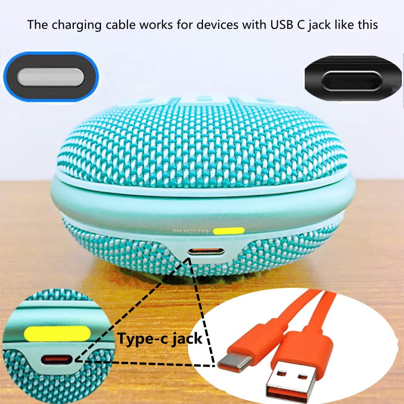 Saipomor Flip6 Replacement Type-c Fast Charger CHARGE5 Charging Cable Compatible with Charge4 Clip4 Flip5 Pulse4 Xtreme3 GO3 CHARGE4BLKAM Wireless Bluetooth Speaker and T510BT Earphone(Orange) - Image 2